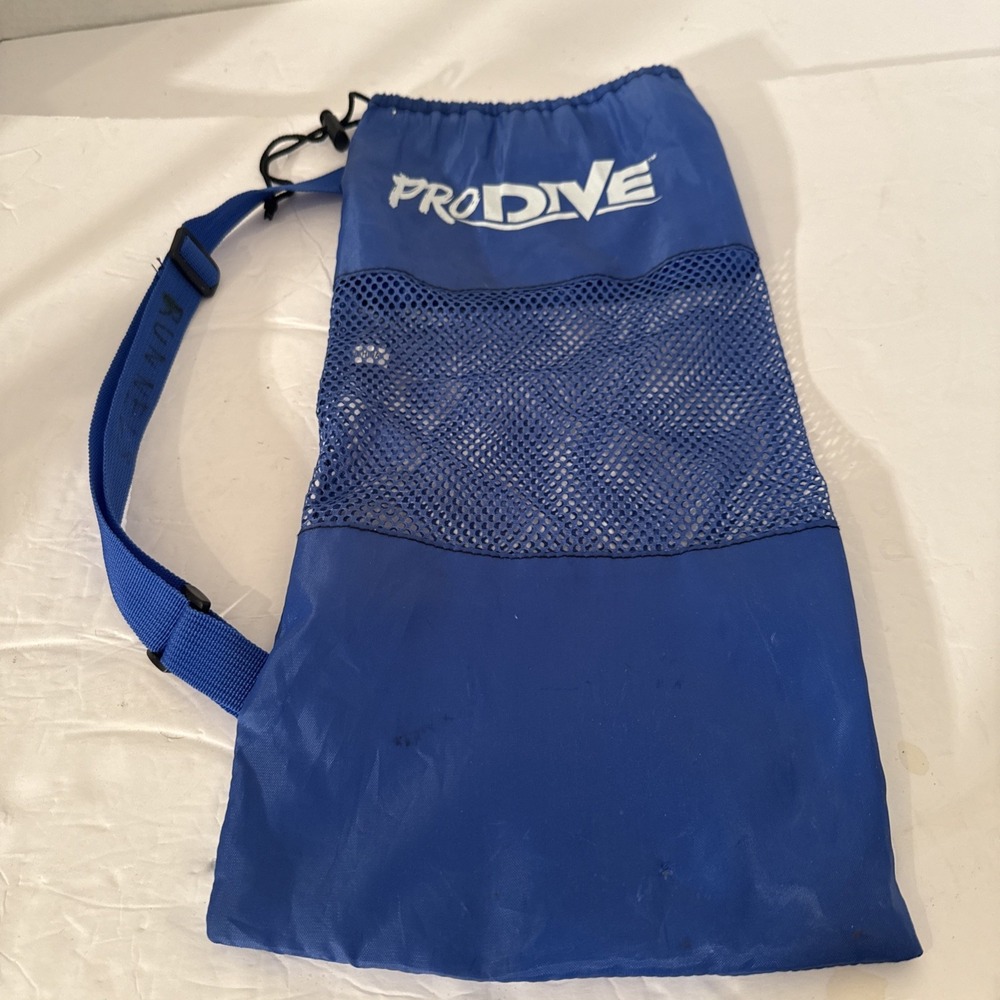 ProDive Blue Mesh Gear Bag-Cinch Cord-18.25"x9.25"-Travel Camp Scuba Beach Swim